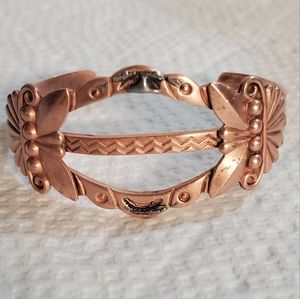Vintage 1960's Handcrafted Small Copper Cuff Bracelet.  MADE IN MEXICO.